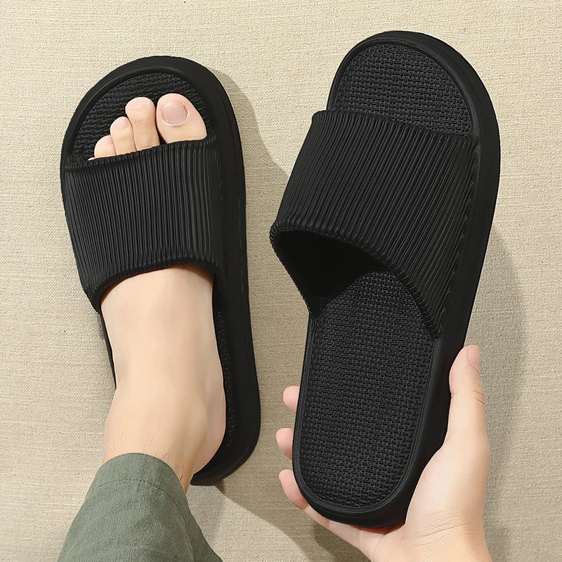 Plus Size 48-49 Summer Men Slippers Solid Color Flat Sole Home Slippers For Women Man Coupple Bath Beach Slides Shoes