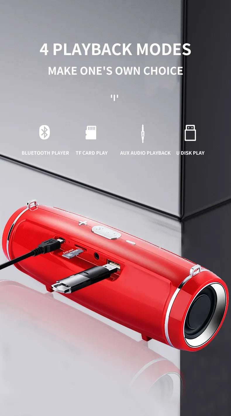 Portable Wireless Bluetooth Speaker 3D Stereo Surround Speaker Outdoor FM Radio Multifunctional Pillar Waterproof TWS Subwoofer