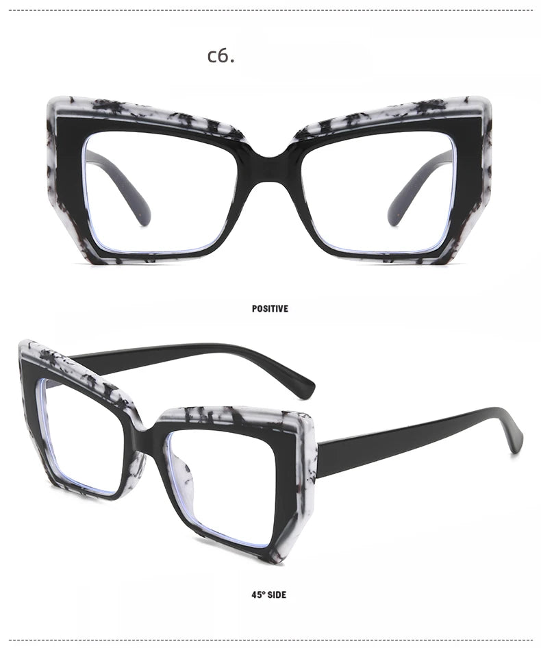 Cat Eye Anti Blue Light Glasses Women Trendy Polygonal Vintage Luxury Design Eyeglasses Ladies Fashion Irregular Square Eyewear