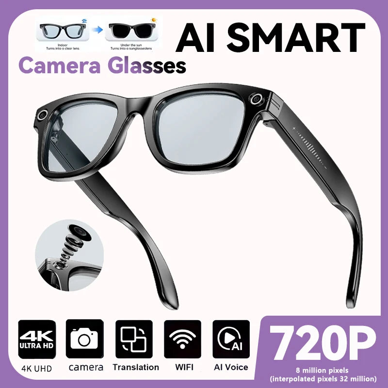 2025 New Upgrade smart glasees With Camera Video Recording AI Photo Recognition Bluetooth Call Translation Voice Sunglasses Man
