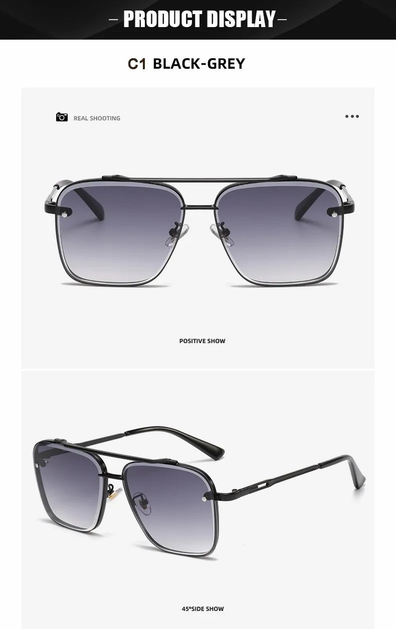 Square Sunglasses Men Metail Frame Glasses Resin Lens Male Sun Glasses Driving Travel Outdoor Eyewears Oculos De Sol UV400