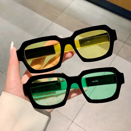 Square Sunglasses Women For Men 2025 Vintage Sun Glasses Luxury Brand Designer Punk Hip Hop Popular Summer Candy Shades UV400