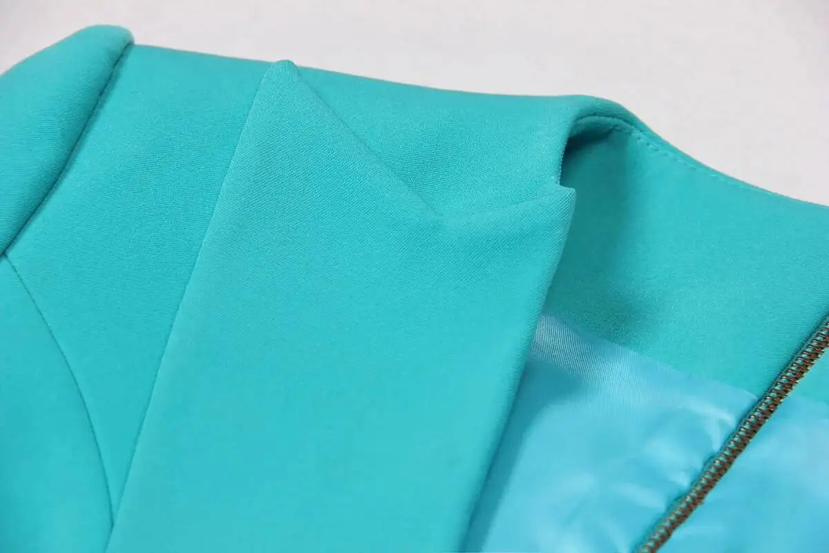 LGRQ 2026 Spring Fashion Women Clothes Notched Collar Full Sleeves Metal Single Button Slim High Waist Blazer Office Lady
