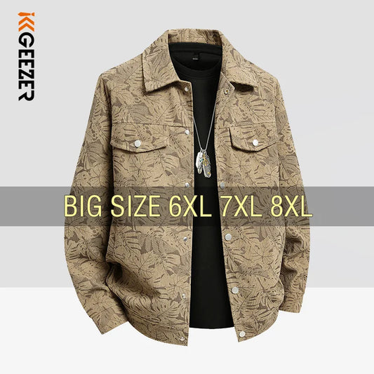 Men Jacket Corduroy Trench Coats Oversize 6XL 7XL 8XL Plus Size Print Spring Pattern Hip Hop Motorcycle Pocket Streetwear Soft