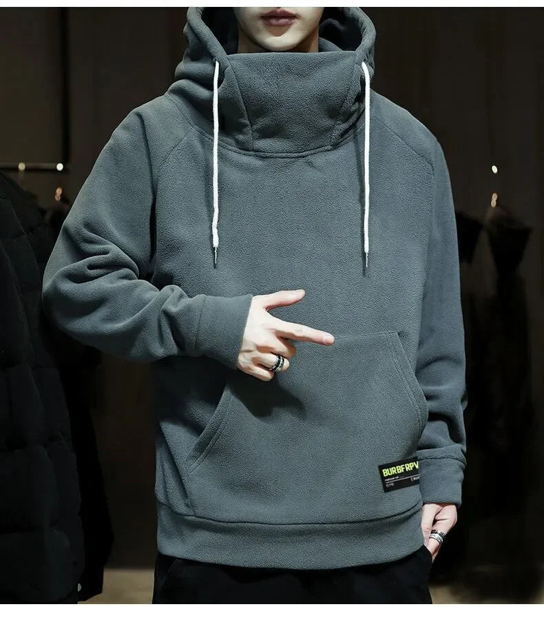2026 Men's Thick Polar Fleece Sweatshirt Paired Couple Y2k Streetwear Autumn Winter Hood Sports Black Windproof Oversized Hoodie