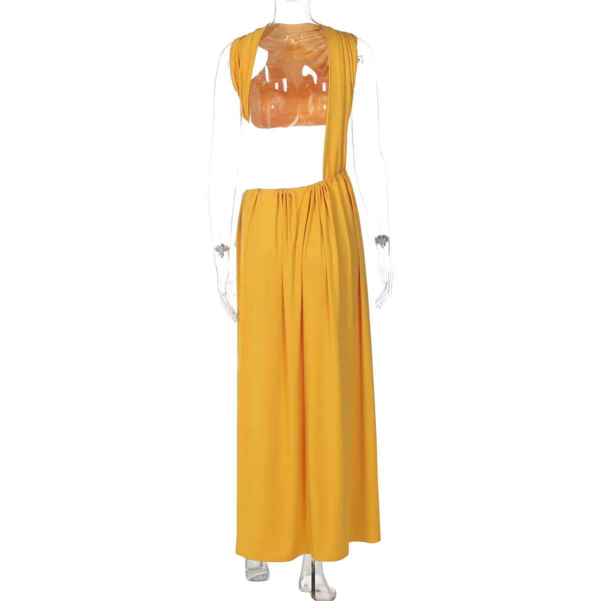 Dulzura 2025 Summer Solid O-Neck Backless Slim Lace Up Side Slit Long Dress Women'S Sexy Elegant Dress Party Club Street Clothes