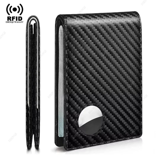 Mens Wallets Card Holder Microfiber Leather Slim Rfid ID Credit Card Holder Wallet Minimalist Cardholder Black Purse for AirTag