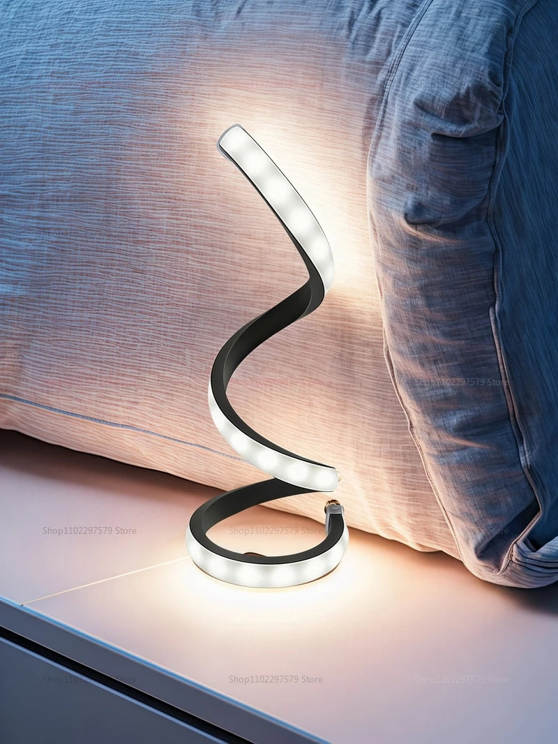 2025 Modern LED Bedside Lamp Deformable Spiral Table Night Light for Bedroom Office Living Room Decor Adjustable Night Lamp