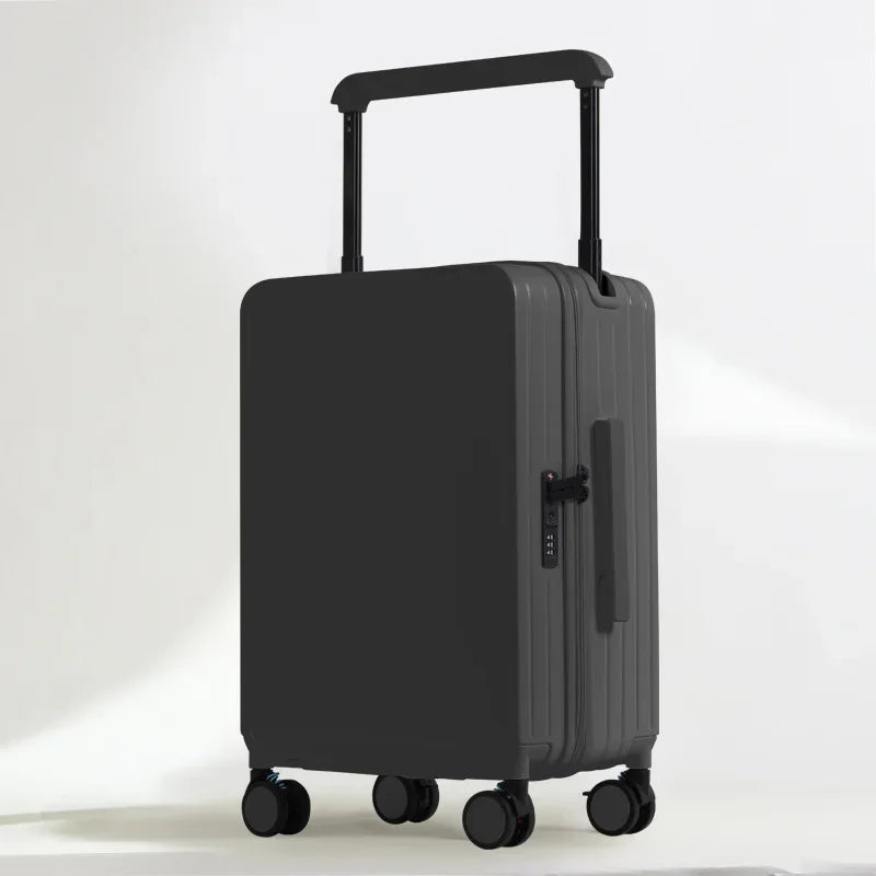 Wide Handle Front Opening Luggage Travel Bags Password Boarding Case 2025 Large Capacity Zipper Rolling Luggage Case