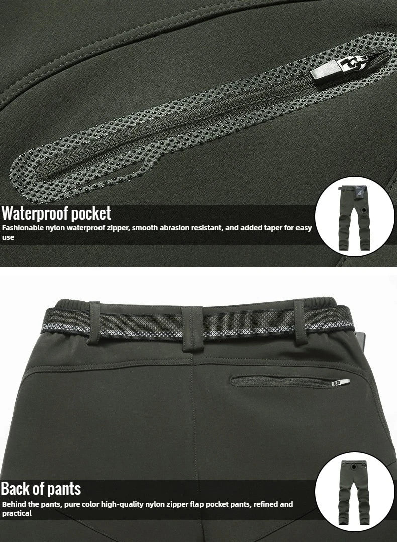 2024 Big Size Waterproof Pants Men Soft Shell Fleece Warm Trousers Male Outdoor Plus Large 9XL 4XL 8XL Work Winter Autumn Black