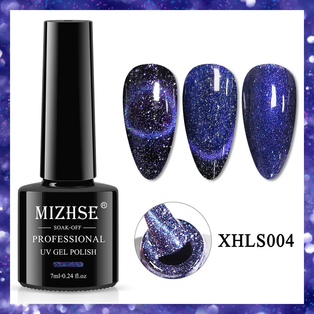 MIZHSE 7ML Reflective Top Coat Gel Nail Polish Shiny Glitter Vernis Semi Permanent Varnish Nail Gel Polish for Manicure Nail Art