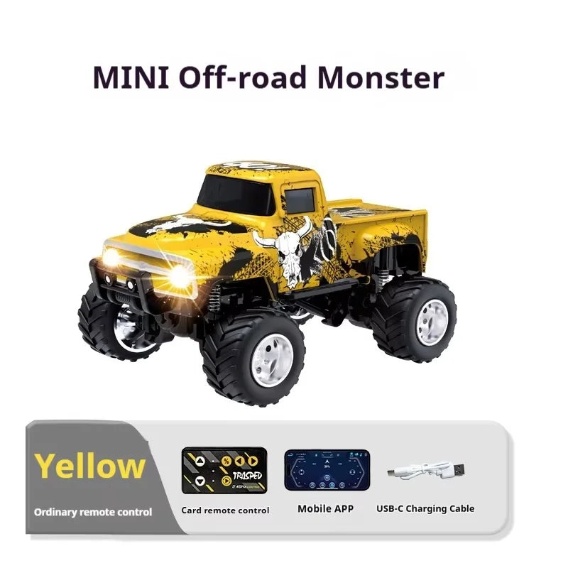 Little Monster 1/64 Rc Car Mini 2.4Ghz Remote Control Cars with Cool Spray Painting Pattern Rc Off-road Vehicle Boy’s Toys Gifts