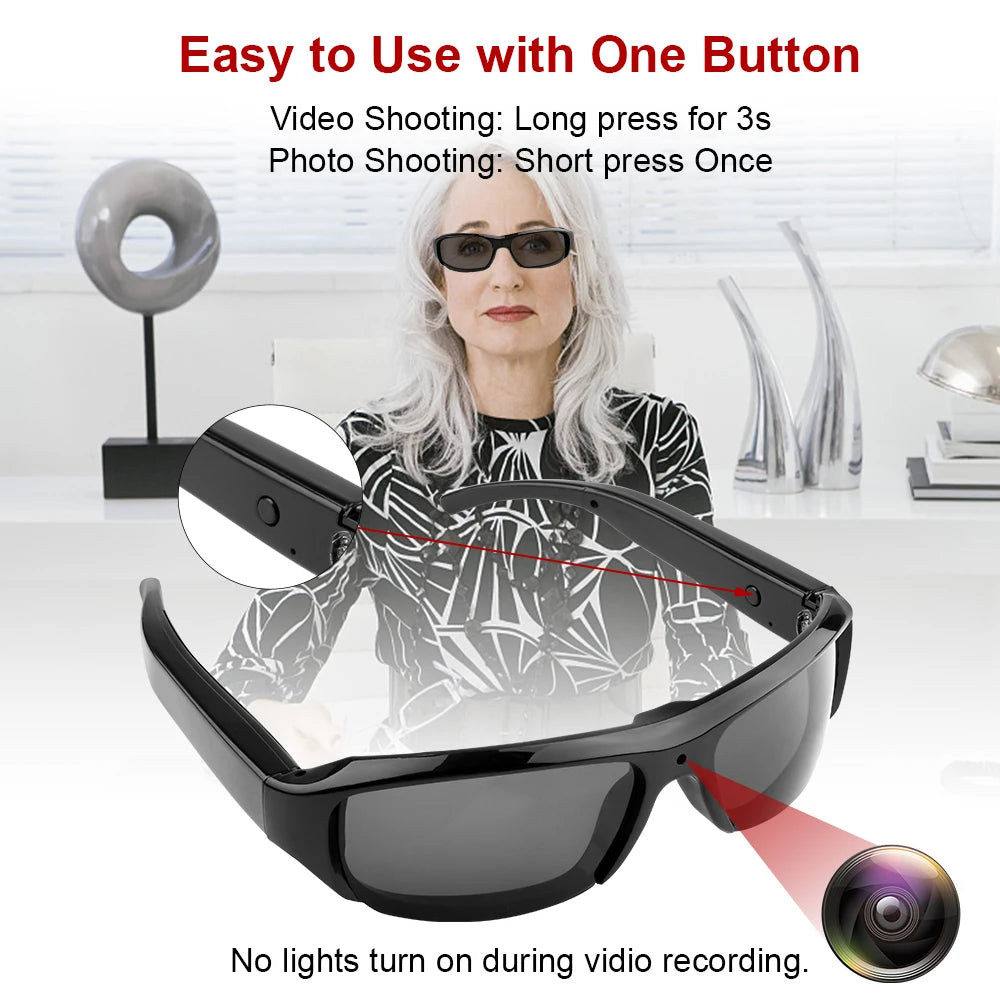 New Glasses With 1080P Outdoor Sports Camera Mini Wifi Intelligent Headset Glasses 110 Wide Angle Lens APP Control Action Camera