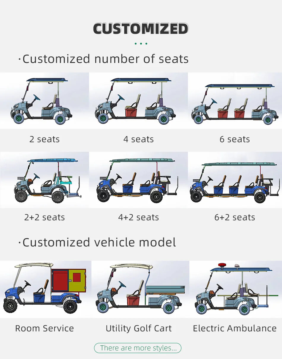 Brand New 4-Wheel High-Speed 60V Lithium Battery Mini Electric 2 4-Seater Lift Off-Road Vehicle Classic Golf Cart With Bumper