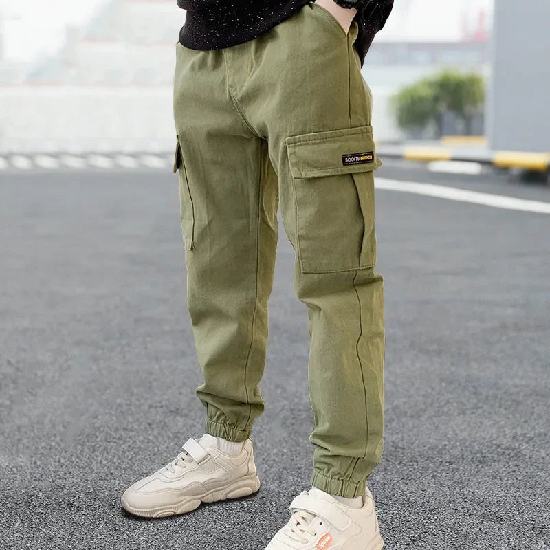 4-12 Years New Spring Autumn Boys Pants Letter Casual Long Style Trousers For Kids 3 Color Teenage Children Sport Pants