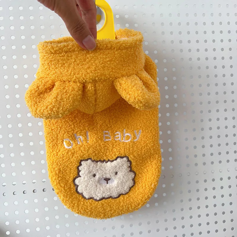 Pet Clothing Small Dog Cat Teddy Velvet Dog Clothing Autumn/Winter Warm Vest Bear Ear Transformation Dress Puppy Clothes
