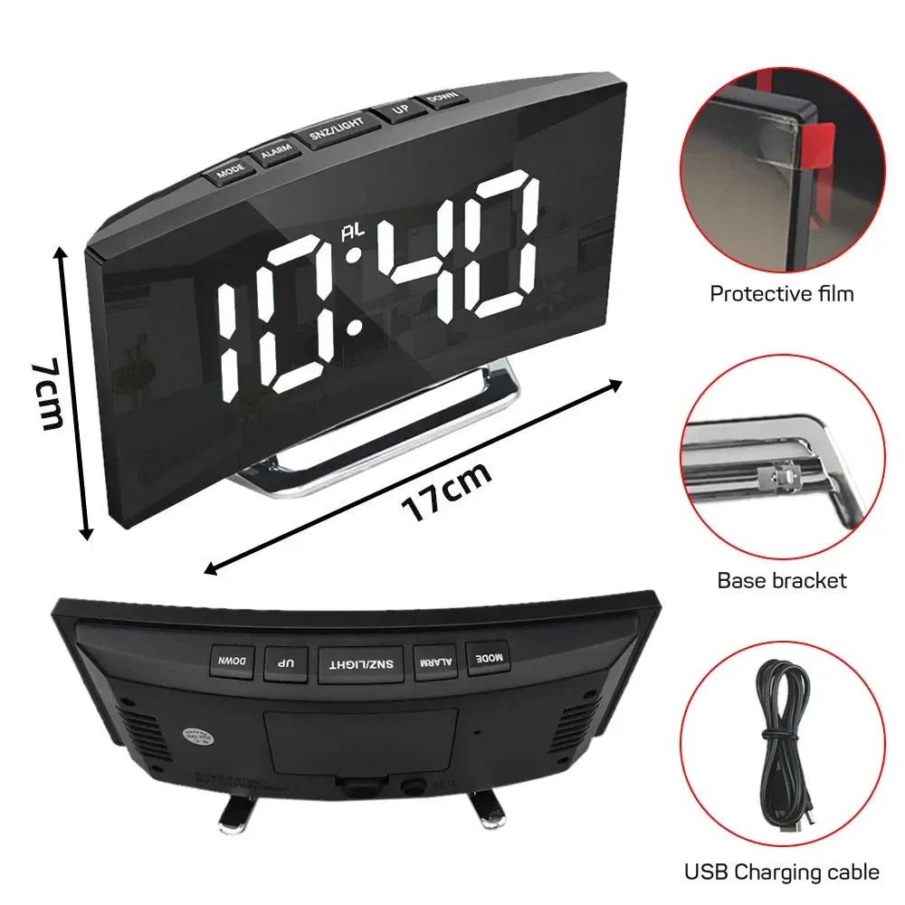 LED Digital Electronic Clock Backlight Large Number Alarm Clock Temperature Calendar Bedside Table Nightlight Home Decoration
