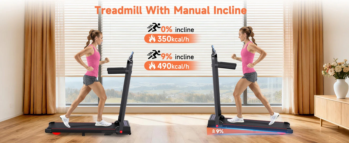 Incline Walking Pad Treadmill for Home Small,2.5 HP Quiet Under Desk Treadmill with 300lbs Capacity,