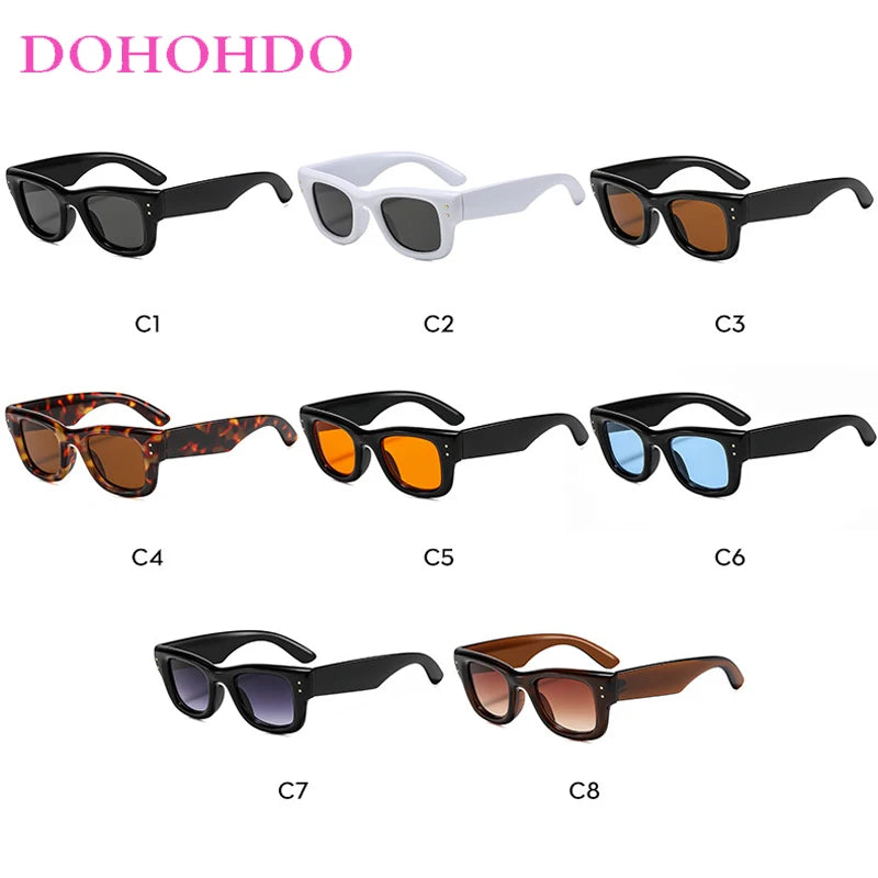 Fashion Vintage Square Rice Nail Women's Sunglasses Classic Punk Men Sunglass Outdoor Driving Travel Eyewear Female UV400 Lentes