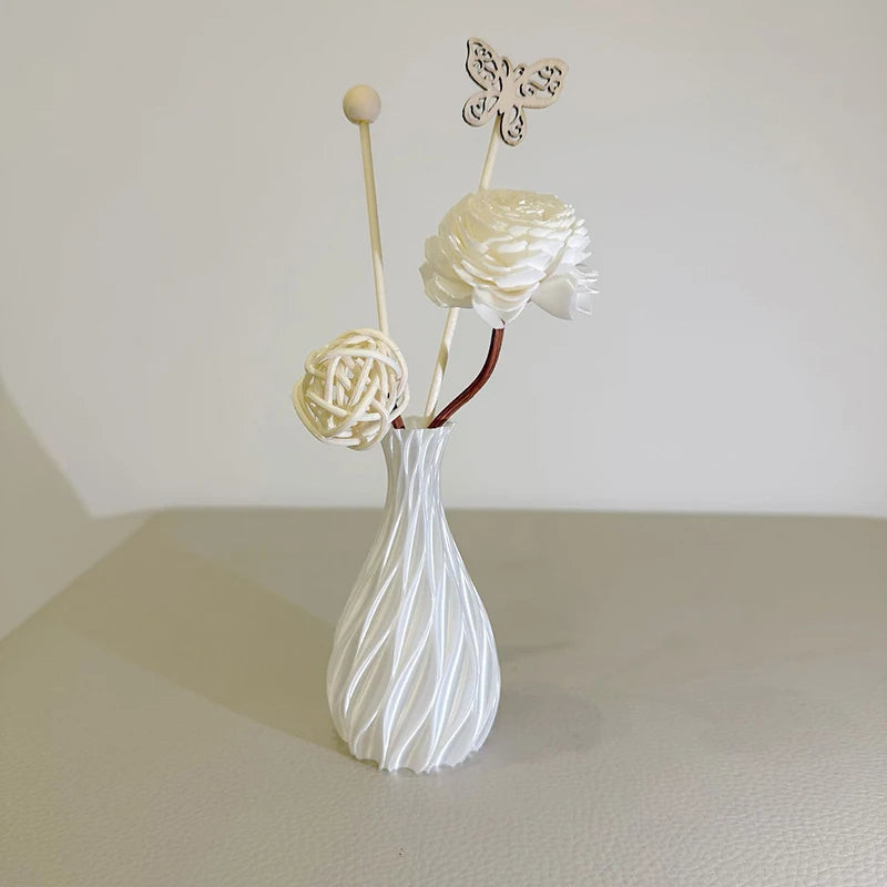 New Modern Style 3D Printed Flower Vase Swirl Pattern Aesthetic Floral Display for Living Room Desktop Decor