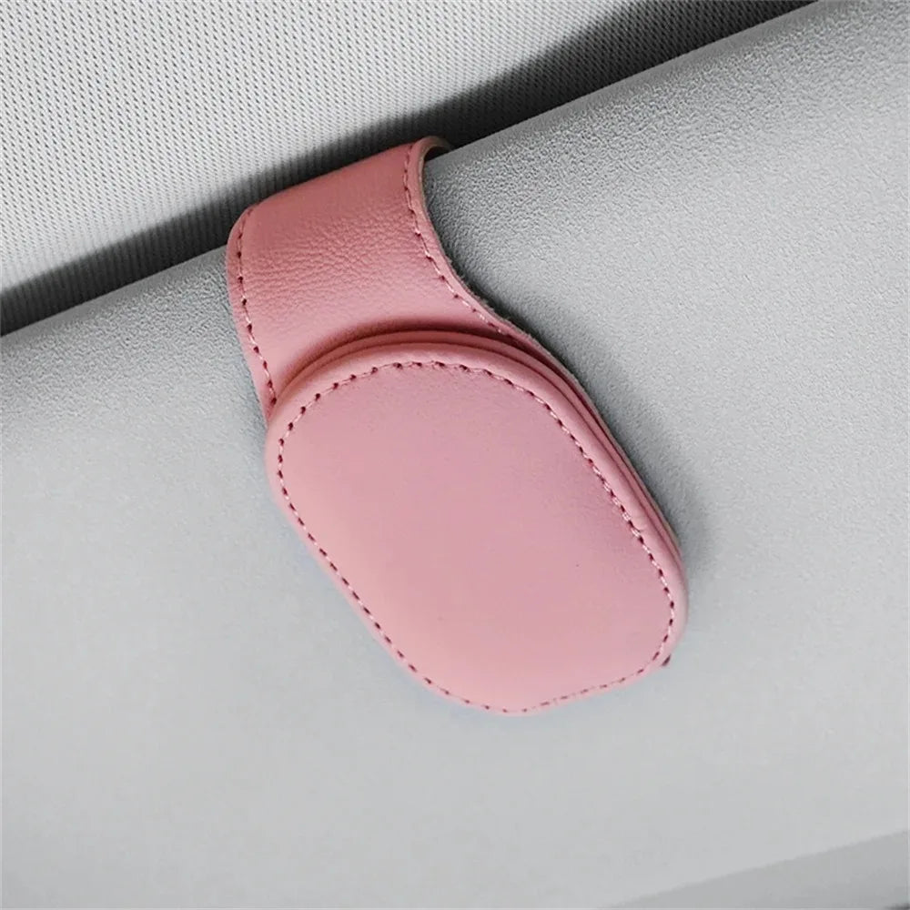 Magnetic Leather Eyeglass Clip Auto Sun Visor Glasses Storage Sunglasses Card Ticket Holder Stand Car Interior Accessories