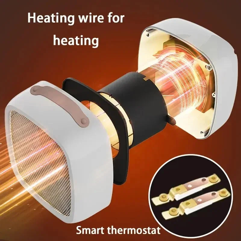 Home mini multifunctional air heater, USB silent powerful small square heater, fast heating fan, office desktop electric heater.