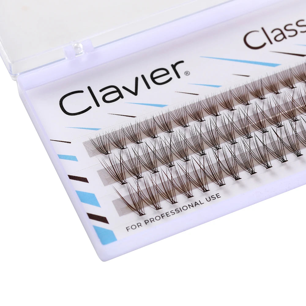Clavier Classic Brown Eyelashes Natural Cluster Lash 10D Individual Segment Eyelash Professional C Curling