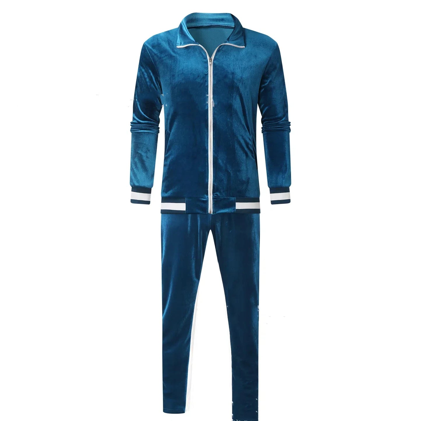Men's Fall Winter Casual Wear 4-Season Sportswear Gold Velvet Suit Jacket Long Pants Fashion Thermal Outdoor Streetwear Clothing