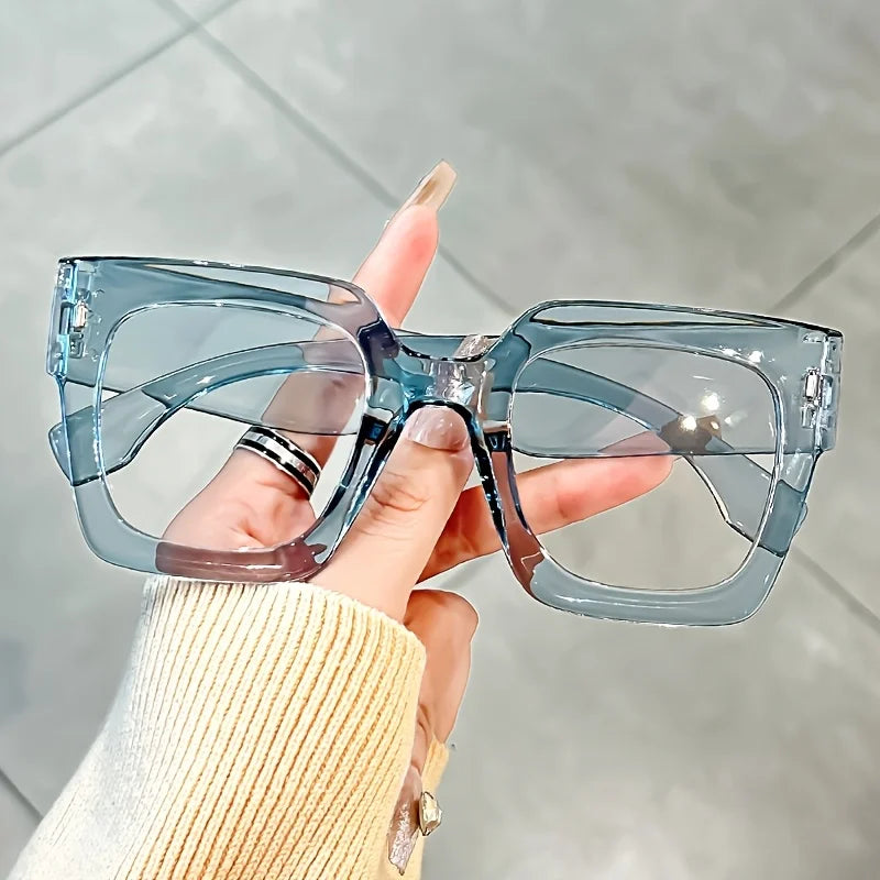 Vintage Glasses Square Full Rim Spectacles Unisex, Anti-Reflective Coating, Fashionable Transparent Lenses, Daily Wear Eyewear