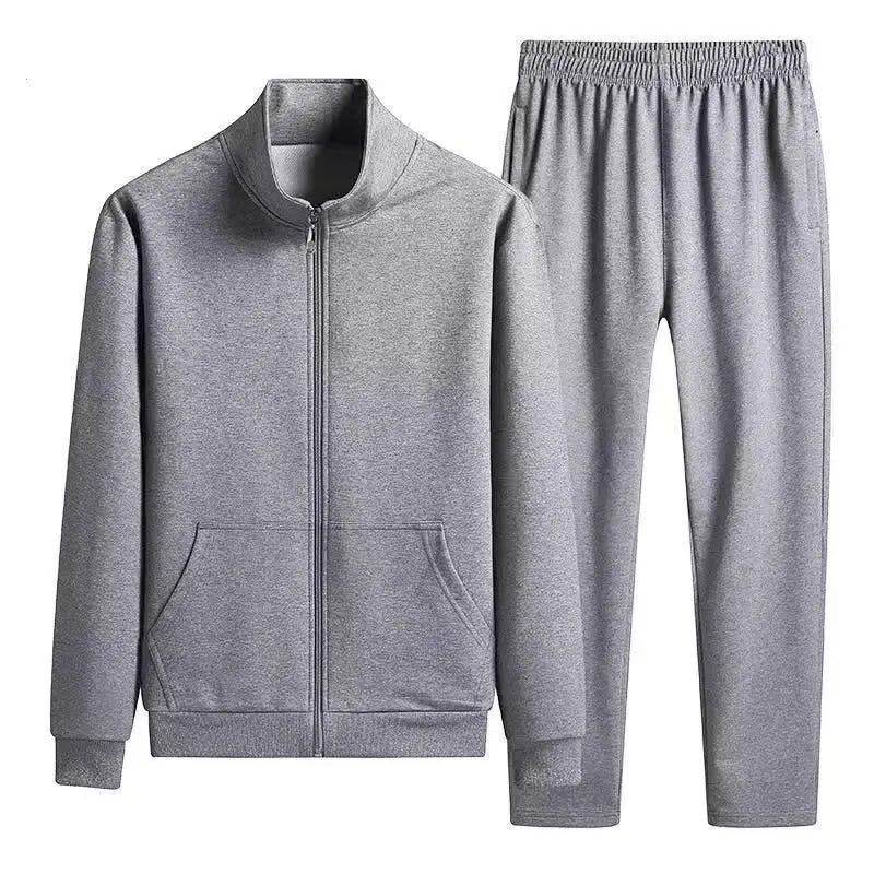 Men's Sportswear Hoodie Set Stylish Stand Collar Casual Outerwear Pants Autumn Winter Fashionable Polyester Blend Long Sleeve