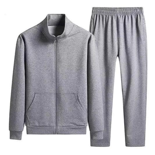 Men's Sportswear Hoodie Set Stylish Stand Collar Casual Outerwear Pants Autumn Winter Fashionable Polyester Blend Long Sleeve