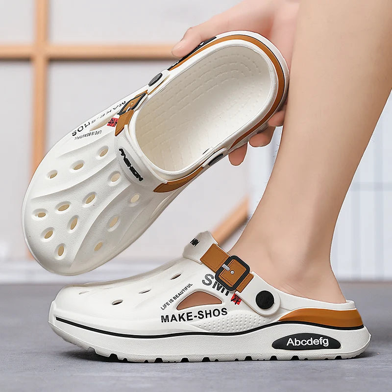 Summer Men Clogs Non-slip Thick-soled Casual Shoes Outerwear Beach Soft-soled Baotou Slippers Men's Slippers Sandals