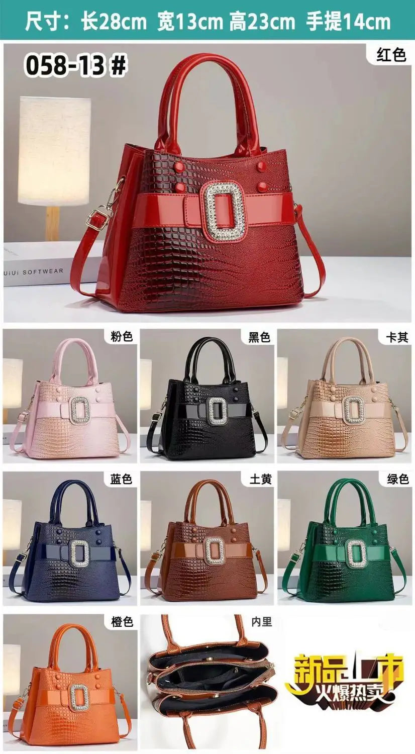 Fashionable New Women's 3-Layer Handbag Trendy Bright Leather Shoulder Bag Large Capacity Crossbody City Commuter Tote Bag Women
