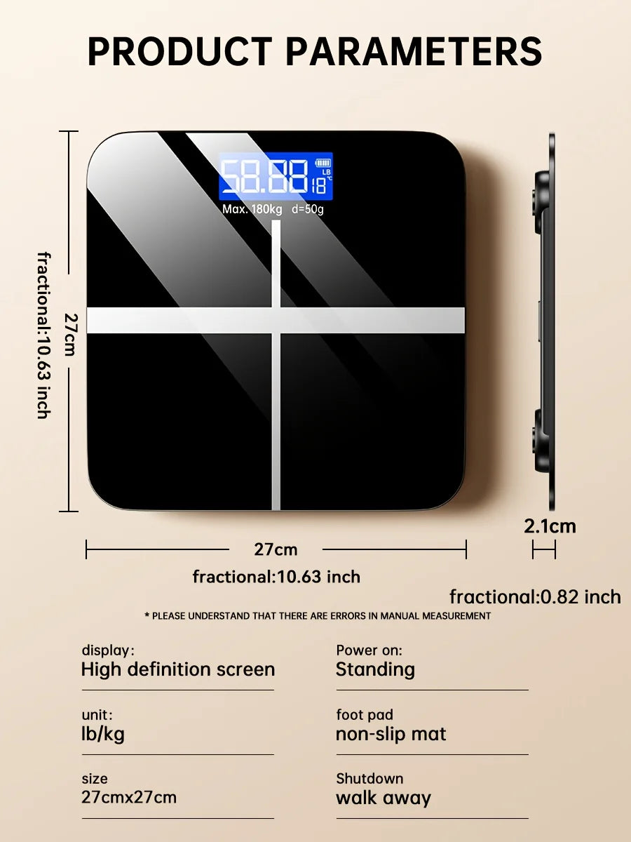 Digital Bathroom Scale 396lb, High-Precision Weight Scale with LCD Display, KG/LB Switch, Ultra-Wide Platform, Temperature