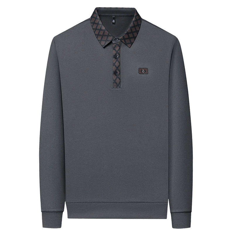 High quality brand long sleeved men's polo shirt autumn fashion personality collar and Z-letter badge design casual Paul T-shirt