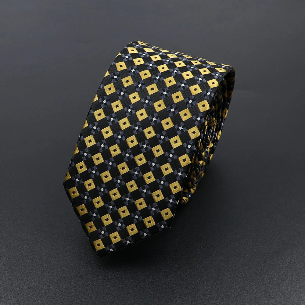 Mens 5cm Slim Tie Striped Plaid Red Black Narrow Necktie For Wedding Party Business Men Formal Suit Shirt Cravats Accessory Gift