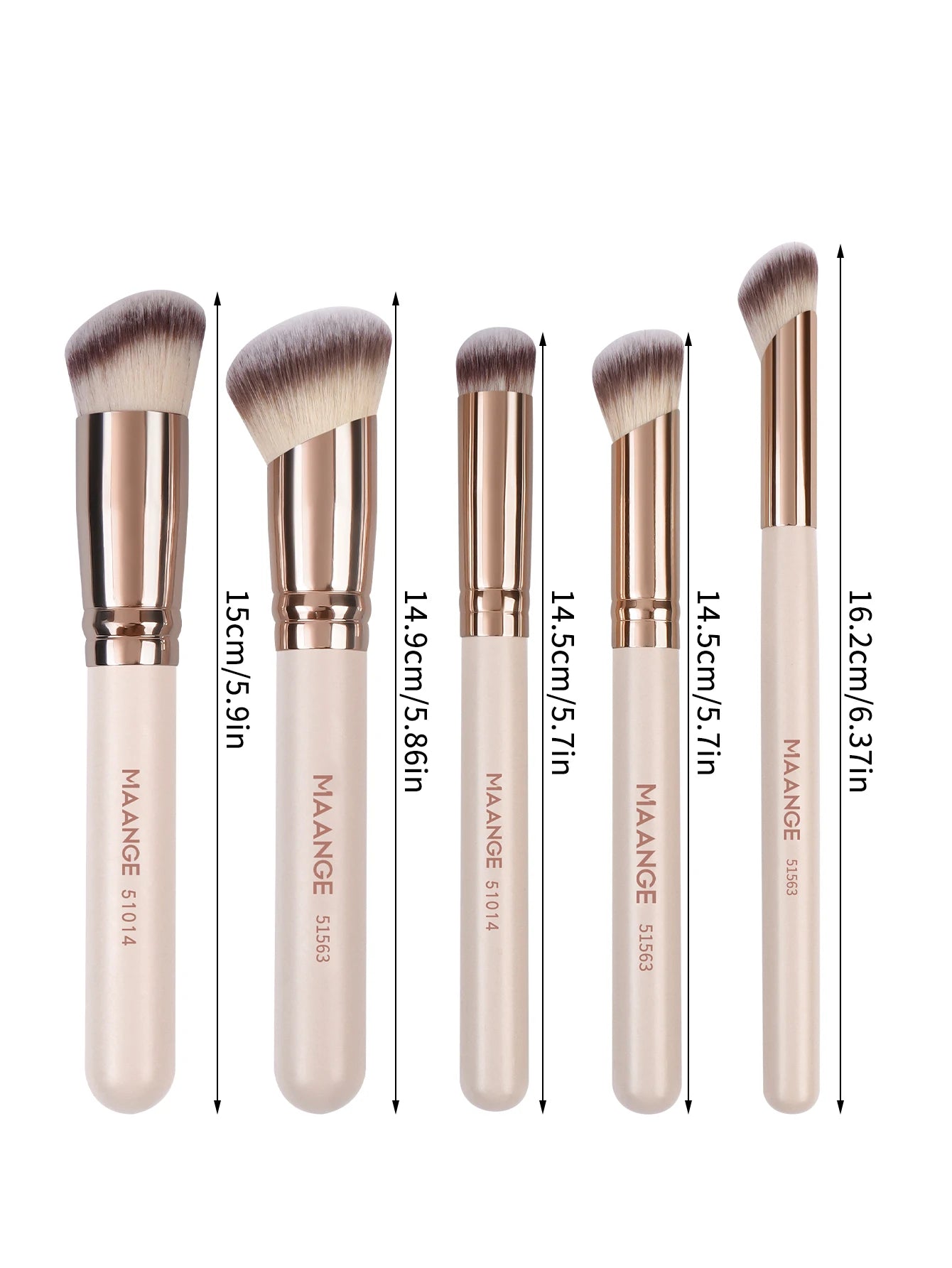 MAANGE 5 Pcs Makeup Brushes Powder Blusher Brush Foundation Makeup Brush Contour Brush Portable For Travel Valentine's Day Gift