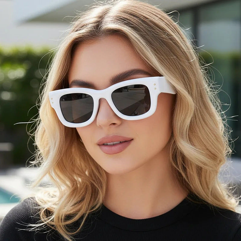 Fashion Vintage Square Rice Nail Women's Sunglasses Classic Punk Men Sunglass Outdoor Driving Travel Eyewear Female UV400 Lentes