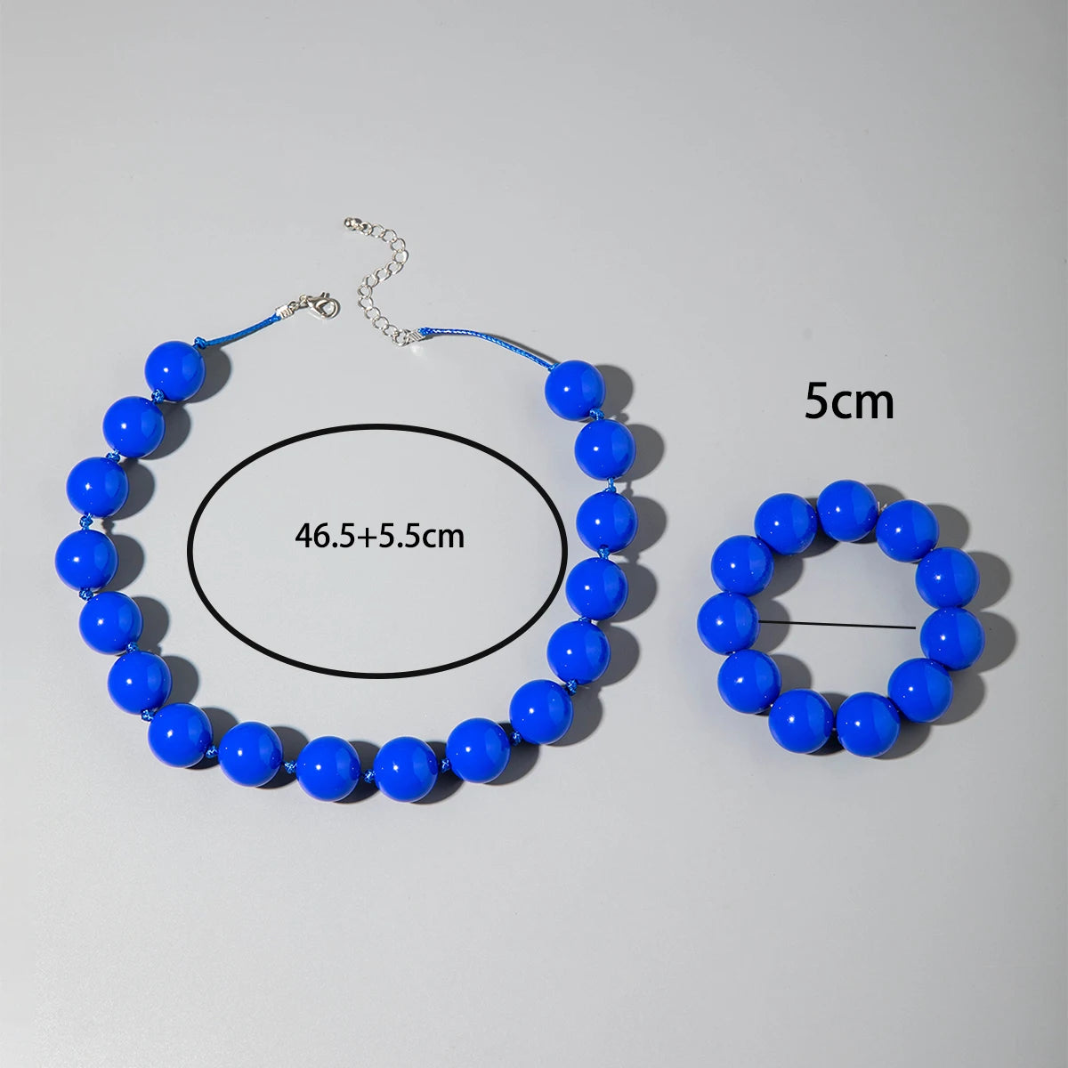 Docona Fashion Colorful Resin Big Beads Necklace Bracelet Set for Women Personality Originality Holiday Jewelry Accessories Gift
