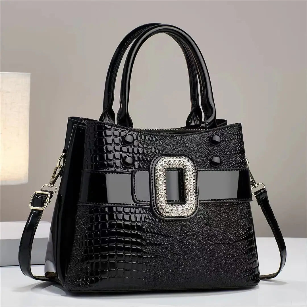 Fashionable New Women's 3-Layer Handbag Trendy Bright Leather Shoulder Bag Large Capacity Crossbody City Commuter Tote Bag Women