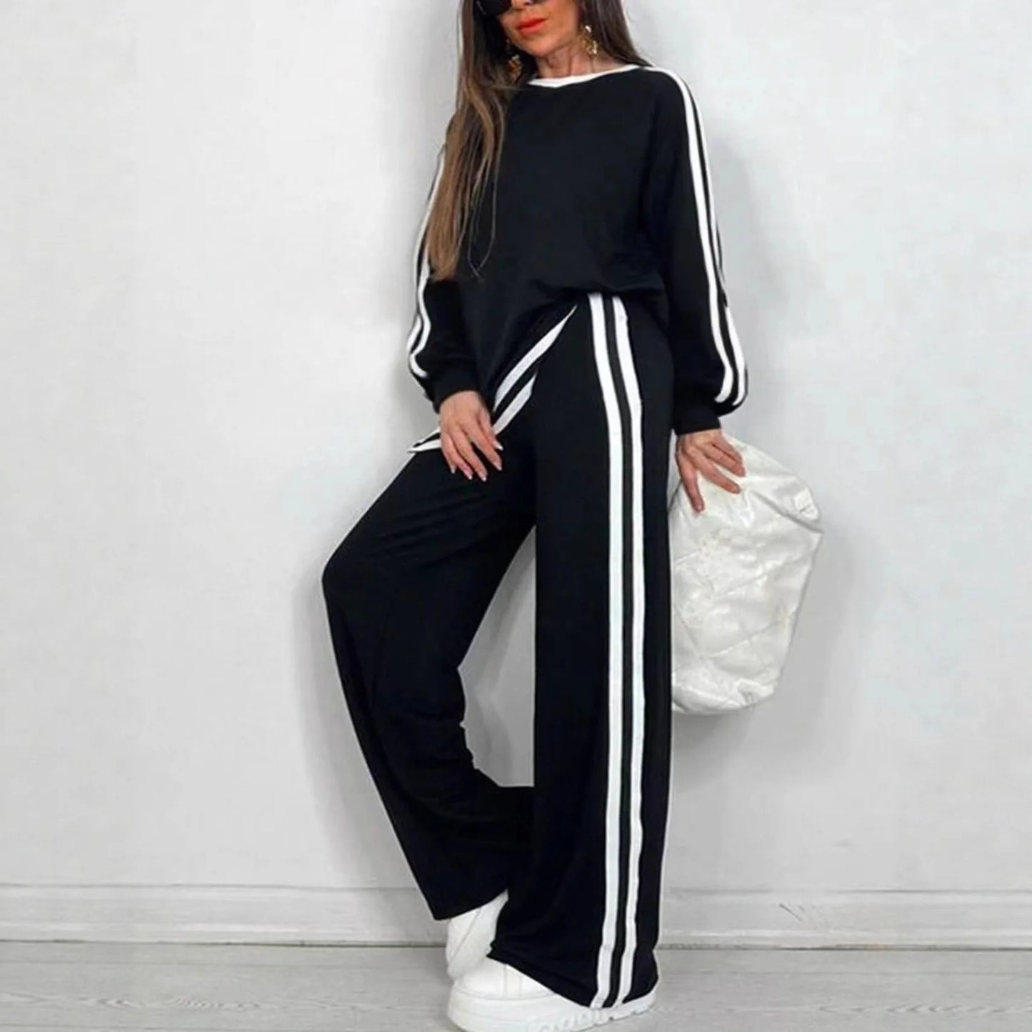 2025 Women's Sweat Suit Spring Autumn New Leisure Clothing Fashion Elegant Tops T-shirt Pants 2 Two Piece Set For Women
