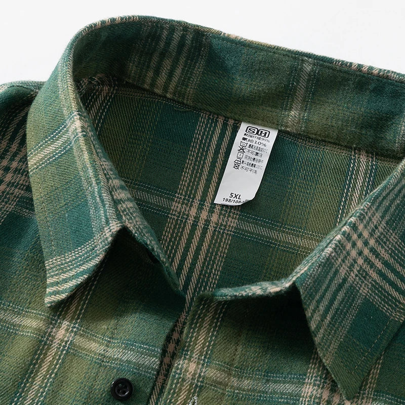 Plus Size 10xl 9xl Shirt Men Spring Summer Oversized Vintage Plaid Shirt 5xl 6xl 7xl 8xl Large Size Leisure Blouse Male
