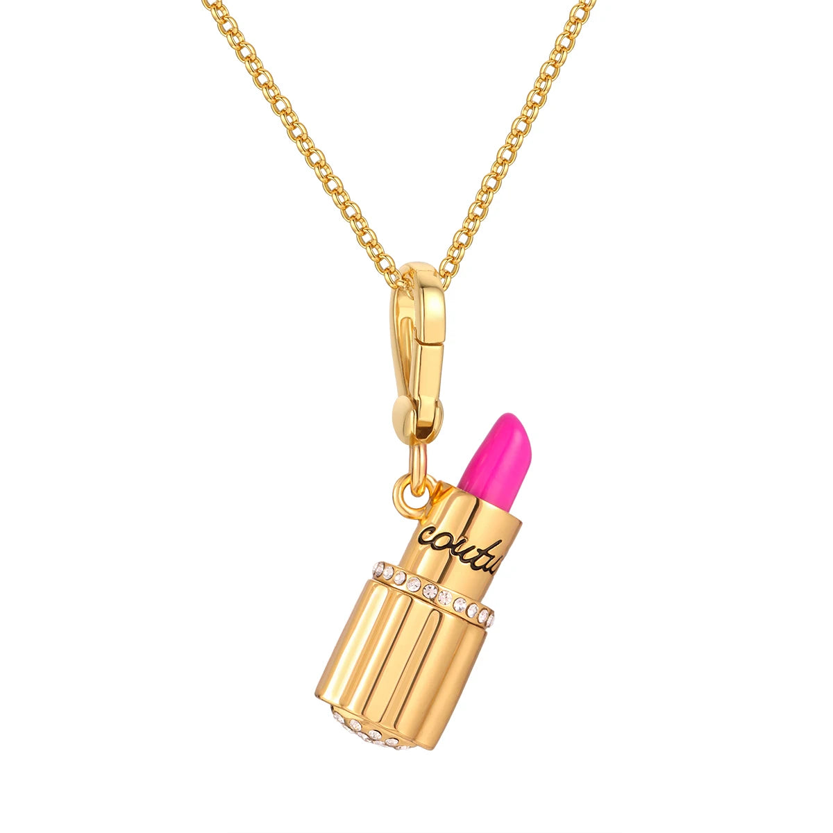 Fashion Luxury Golden Lipstick Tube Pendant Necklace for Women Keychain Pendant Sweet Niche Party Jewelry Halloween Gifts