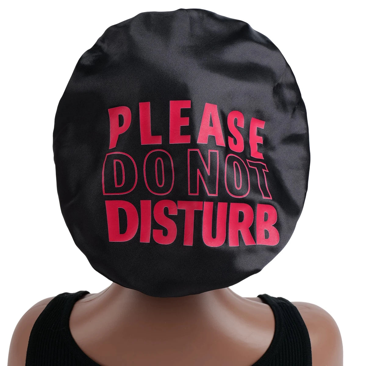 1pc Women's Satin Sleep Cap with Funny Words Print, Elastic Wide Brim Soft Bonnet for Sleeping and Daily Use, Protects Wig & Hai