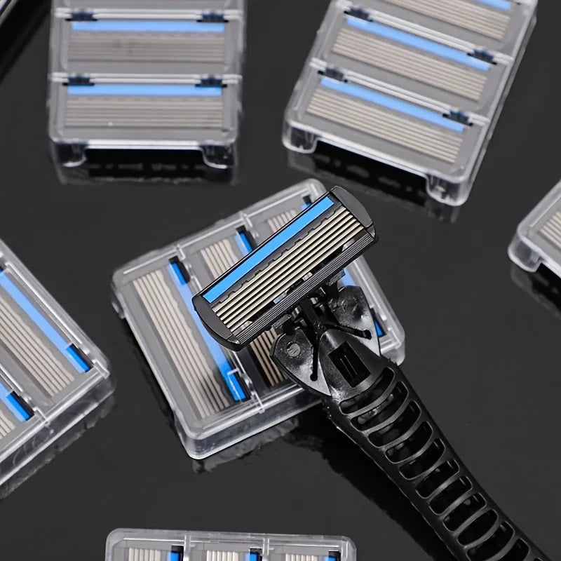 6-layer razor blade, men's stainless steel blade, classic water washed razor, sharp blade for clean shaving
