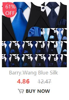 Barry.Wang Orange Brown Silk Mens Tie Hanky Cufflinks Set Gold Coffee Jacquard Designer Necktie For Male Wedding Business Party