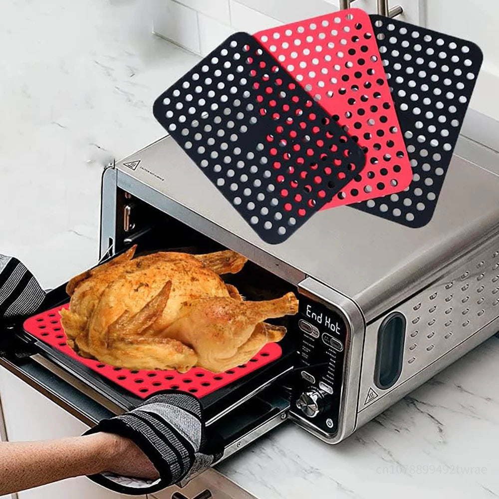 Air Fryer Silicone Liner For Ninja Foodi DZ201 Heat Resistant Steamer Mat Non-stick Oven Tray Air Fryer Accessories Baking Tools
