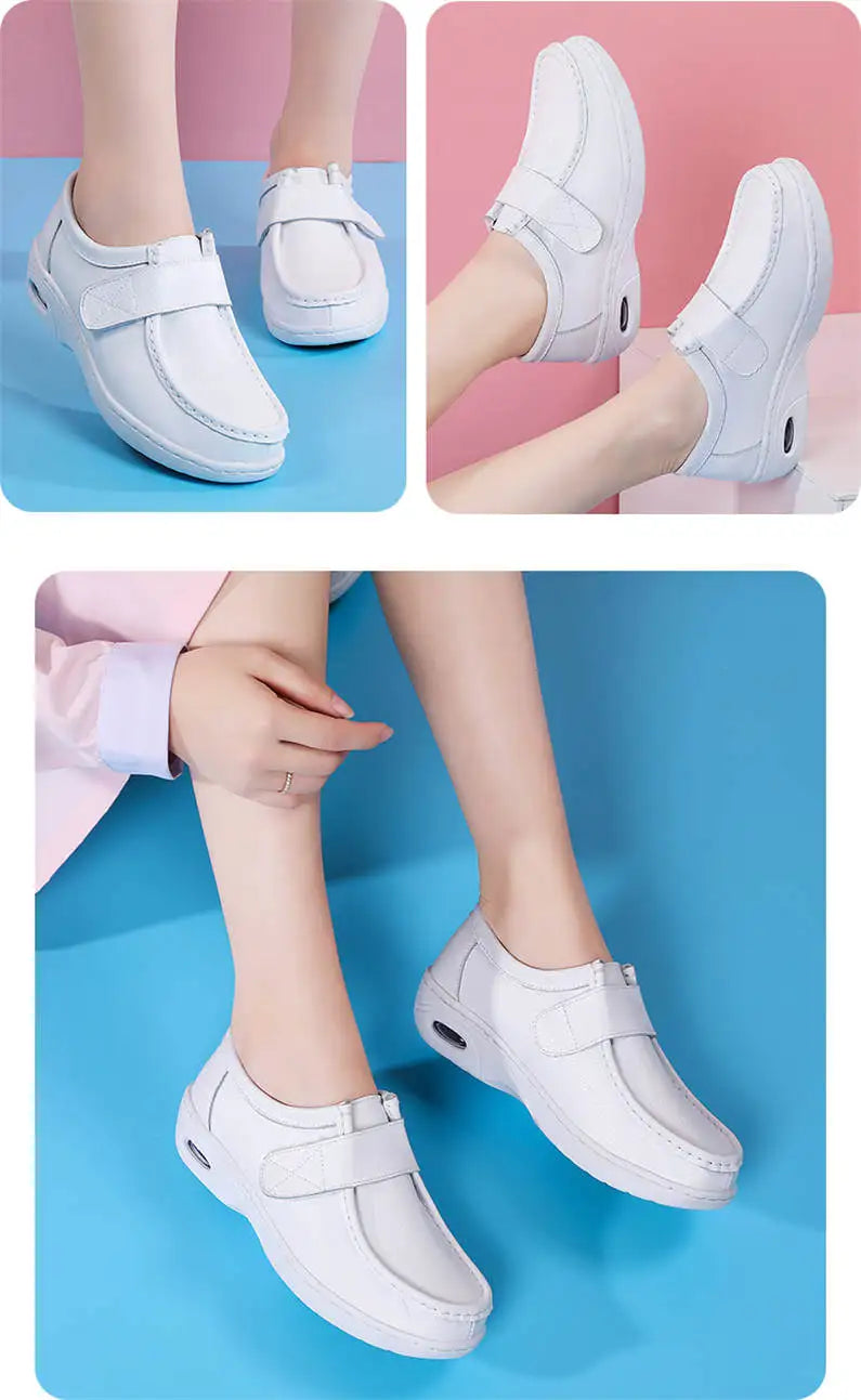 autumn and winter new fashion casual adult women's shoes Nurse shoes white flat leather fashion white  women shoes