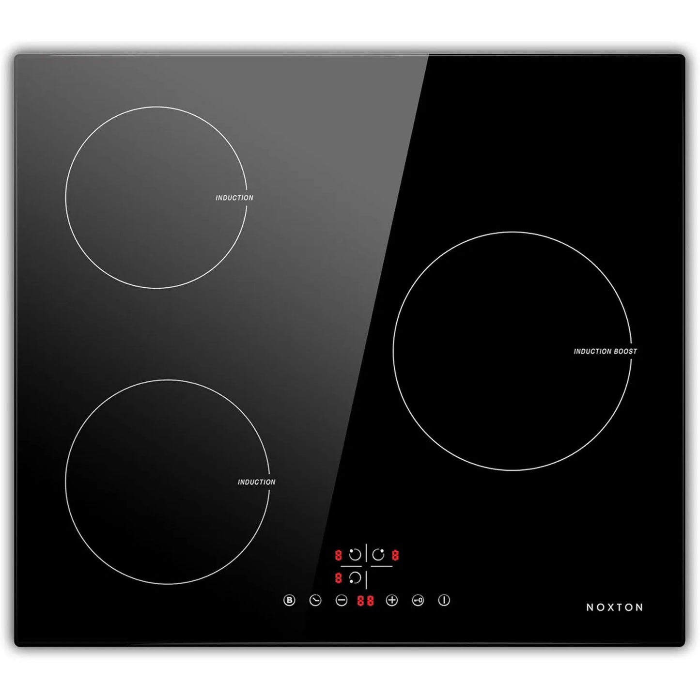 NOXTON Induction Hob 3-Burner, 60cm Built in Induction Hob, Electric Hob with Touch Control, Timer, Safety Lock, 5200Watts, wi