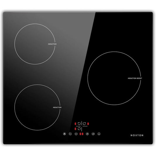 NOXTON Induction Hob 3-Burner, 60cm Built in Induction Hob, Electric Hob with Touch Control, Timer, Safety Lock, 5200Watts, wi